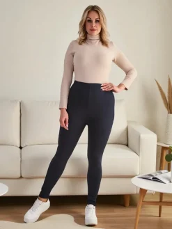 Sale Damskie ocieplane spodnie typu tregginsy PLUS SIZE Legginsy / Tregginsy|Plus Size