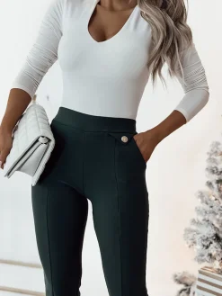 Best Damskie ocieplane tregginsy a'la dzwony w kolorze m Legginsy / Tregginsy