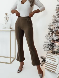 Sale Damskie ocieplane tregginsy a'la dzwony w kolorze Legginsy / Tregginsy