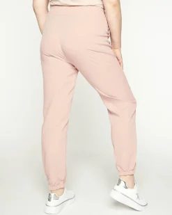 Damskie różowe spodnie materiałowe typu joggery PLUS SIZE Plus Size|Spodnie Materiałowe