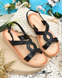 Best Damskie sandały z cyrkoniami Elova Sandały Płaskie