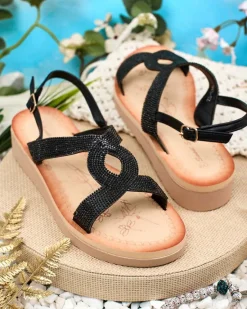 Best Damskie sandały z cyrkoniami Elova Sandały Płaskie