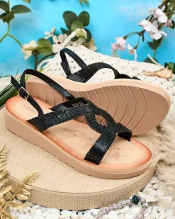 Best Damskie sandały z cyrkoniami Elova Sandały Płaskie