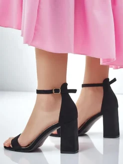 Sale Damskie sandały eko zamszowe Qwadrat Buty Na Wielkie Wyjście|Sandały Na Słupku