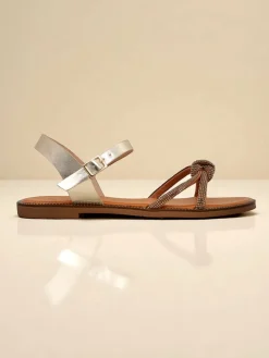 Best Damskie sandały z ozdobnymi cyrkoniami Bella Shine Sandały Płaskie