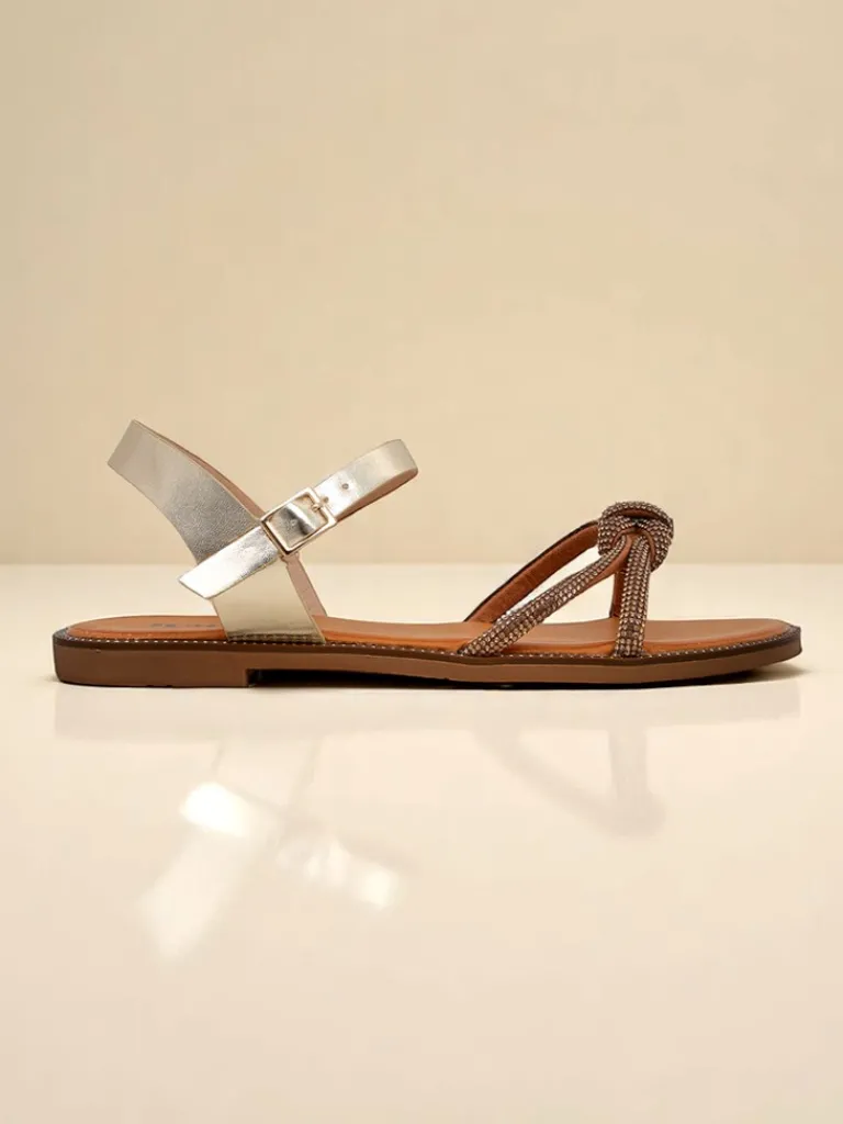 Best Damskie sandały z ozdobnymi cyrkoniami Bella Shine Sandały Płaskie