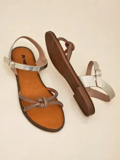 Best Damskie sandały z ozdobnymi cyrkoniami Bella Shine Sandały Płaskie