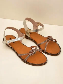 Best Damskie sandały z ozdobnymi cyrkoniami Bella Shine Sandały Płaskie