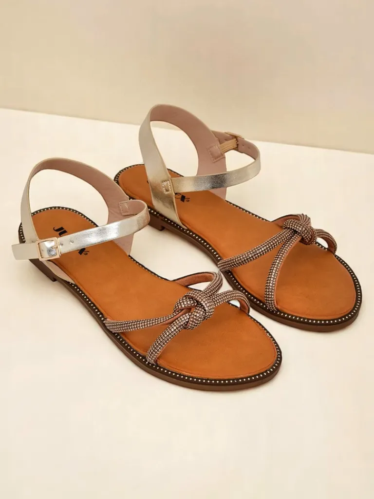 Best Damskie sandały z ozdobnymi cyrkoniami Bella Shine Sandały Płaskie