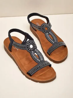 New Damskie sandały z ozdobnymi paseczkami Ava Shine Sandały Płaskie