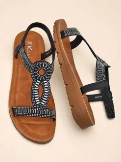 New Damskie sandały z ozdobnymi paseczkami Ava Shine Sandały Płaskie