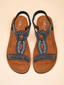 New Damskie sandały z ozdobnymi paseczkami Ava Shine Sandały Płaskie