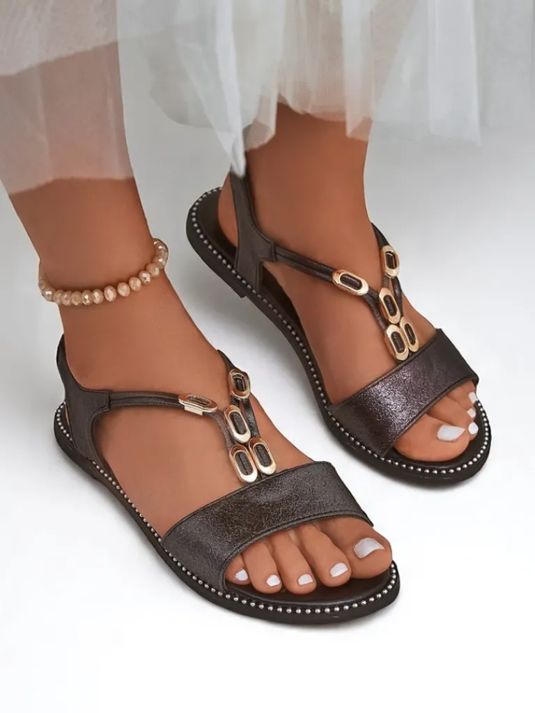 Discount Damskie sandały z ozdobnymi paseczkami Siena Glow Sandały Na Koturnie