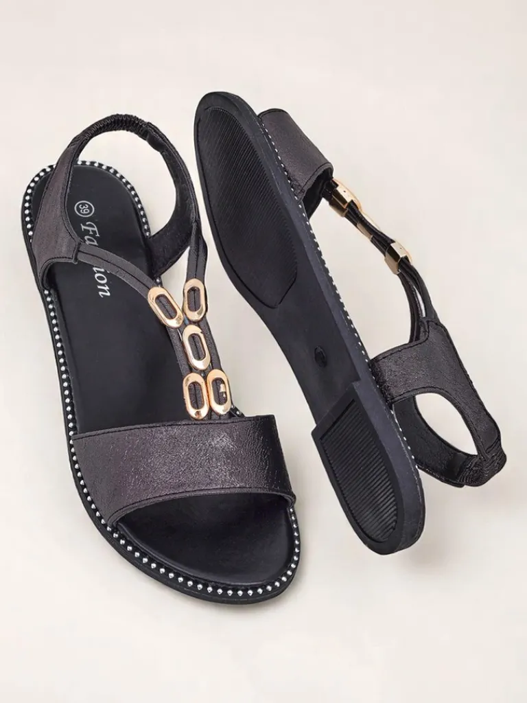 Discount Damskie sandały z ozdobnymi paseczkami Siena Glow Sandały Na Koturnie