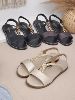 Discount Damskie sandały z ozdobnymi paseczkami Siena Glow Sandały Na Koturnie