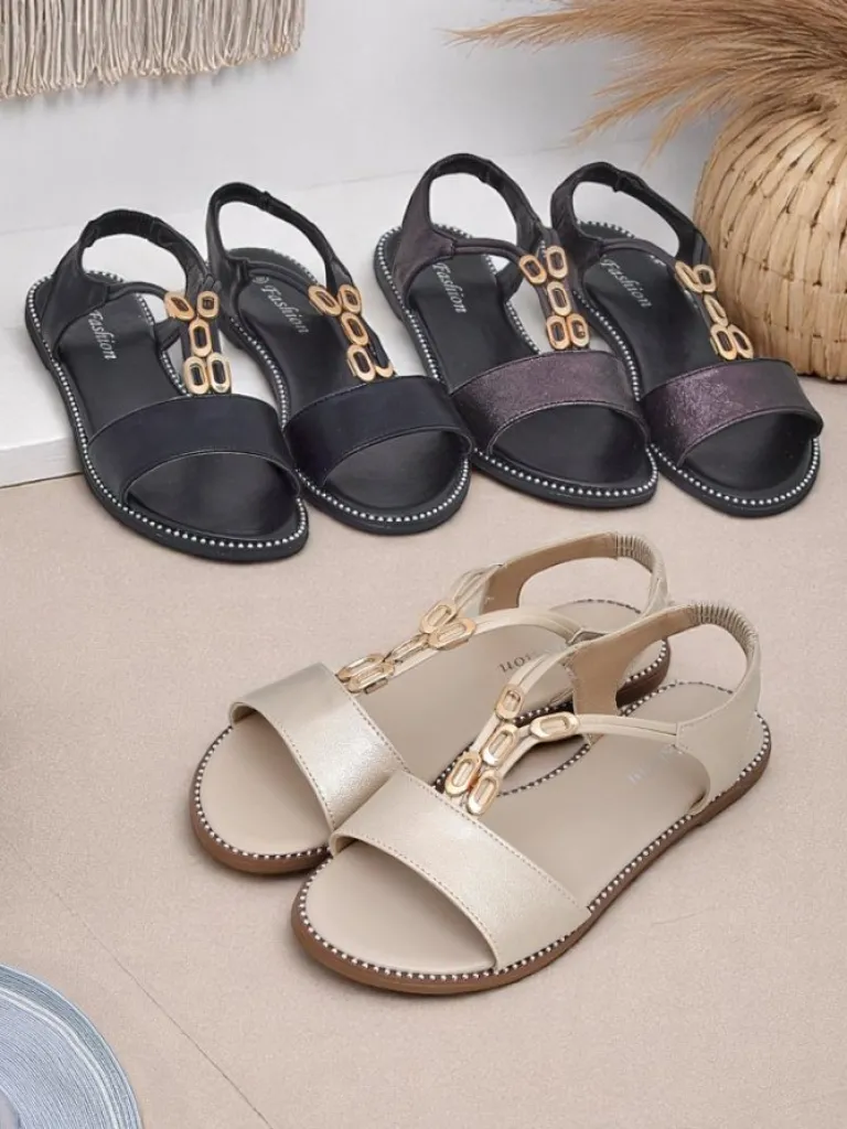 Discount Damskie sandały z ozdobnymi paseczkami Siena Glow Sandały Na Koturnie