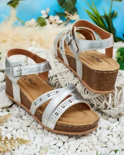 Best Damskie sandałki na koturnie River Klapki Płaskie