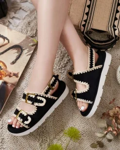 New Damskie sandały eko zamszowe Lunnay Sandały Na Koturnie