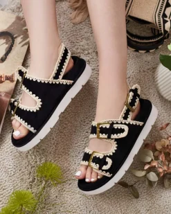 New Damskie sandały eko zamszowe Lunnay Sandały Na Koturnie