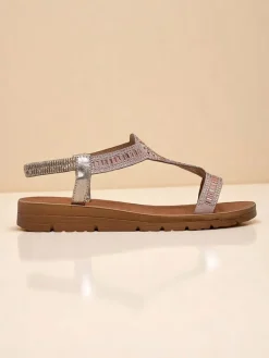 Best Damskie sandały z ozdobnymi paseczkami Ava Shine Sandały Płaskie