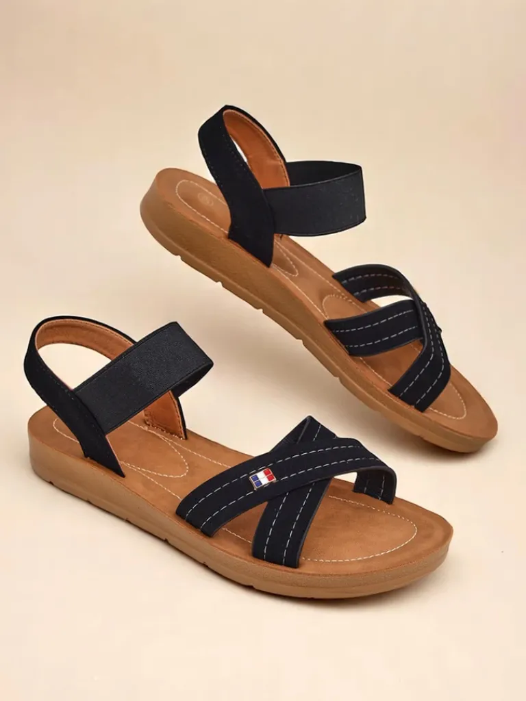 Outlet Damskie sandały z gumką Zerefis Sandały Płaskie