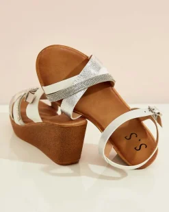 Best Damskie sandały z cyrkoniami Bozi Sandały Na Koturnie