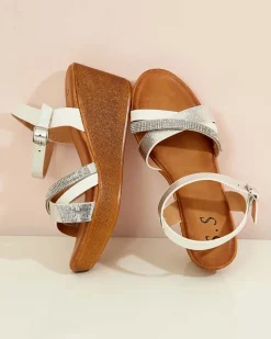 Best Damskie sandały z cyrkoniami Bozi Sandały Na Koturnie