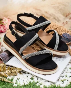 New Damskie sandały na niskim koturnie Obissa Sandały Na Koturnie