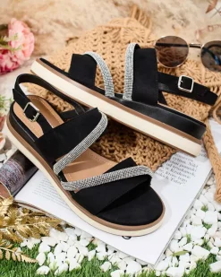 New Damskie sandały na niskim koturnie Obissa Sandały Na Koturnie