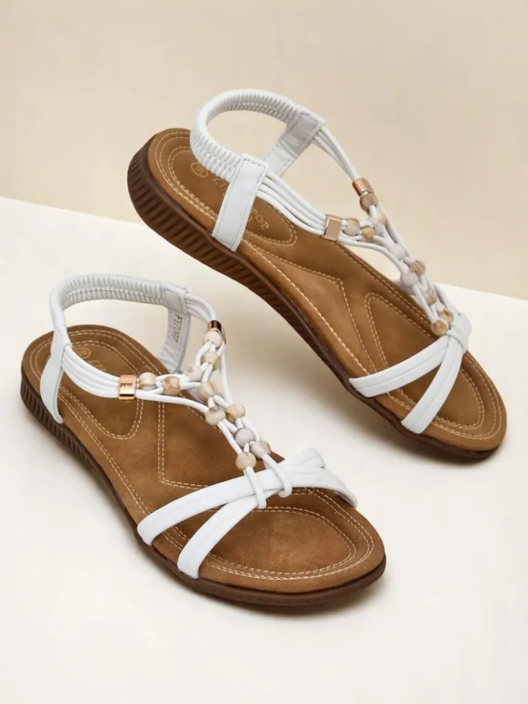 Best Damskie sandały z ozdobami Imen Sandały Płaskie