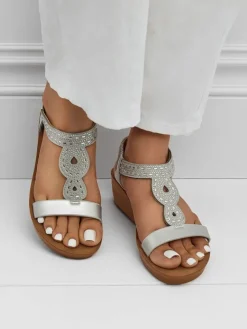 Damskie sandały na koturnie z cyrkoniami Agaya Sandały Na Koturnie