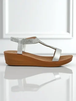 Damskie sandały na koturnie z cyrkoniami Agaya Sandały Na Koturnie