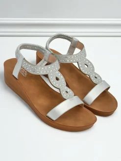 Damskie sandały na koturnie z cyrkoniami Agaya Sandały Na Koturnie