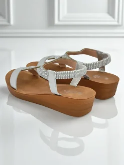 Damskie sandały na koturnie z cyrkoniami Agaya Sandały Na Koturnie