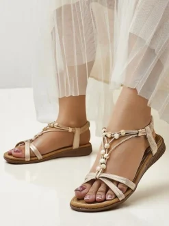 Online Damskie sandały z ozdobami Imen Sandały Płaskie