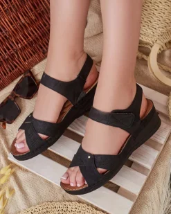 New Damskie sandały na niskim koturnie Obbiave Sandały Na Koturnie