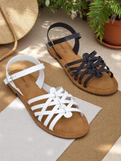 Outlet Damskie sandały z ozdobnymi paseczkami Livia Sandały Płaskie