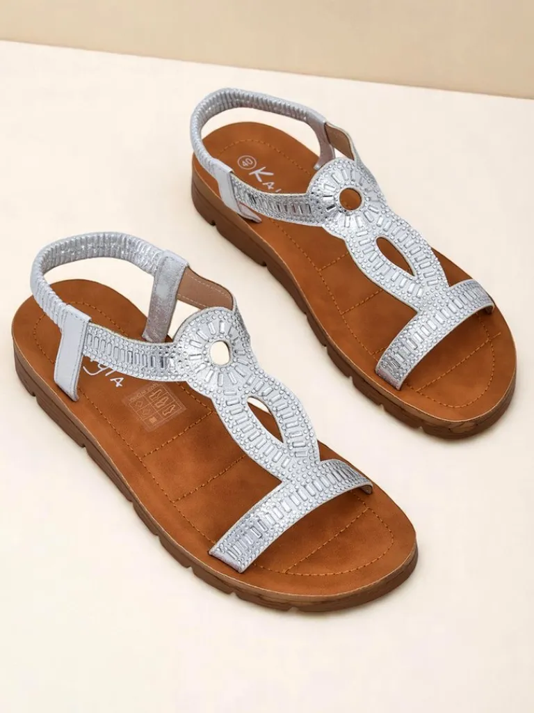 Best Damskie sandały z ozdobnymi paseczkami Ava Shine Sandały Płaskie