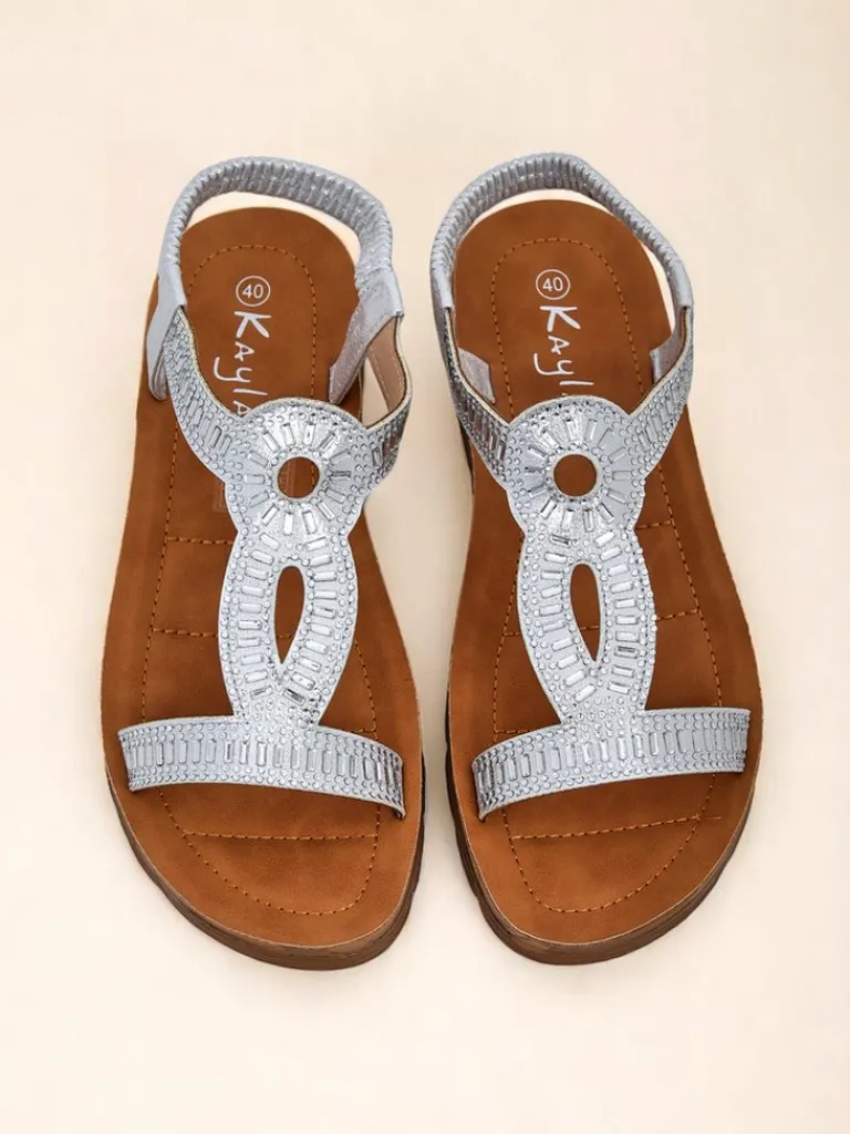 Best Damskie sandały z ozdobnymi paseczkami Ava Shine Sandały Płaskie