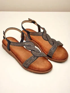 Outlet Damskie sandały z ozdobnymi paseczkami Aria Shine Sandały Płaskie