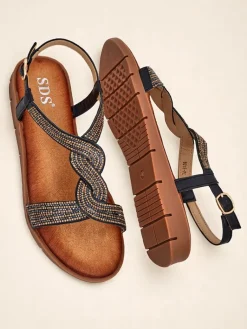 Outlet Damskie sandały z ozdobnymi paseczkami Aria Shine Sandały Płaskie