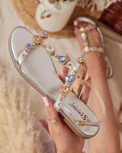 Best Damskie sandały z cyrkoniami Selina Sandały Płaskie