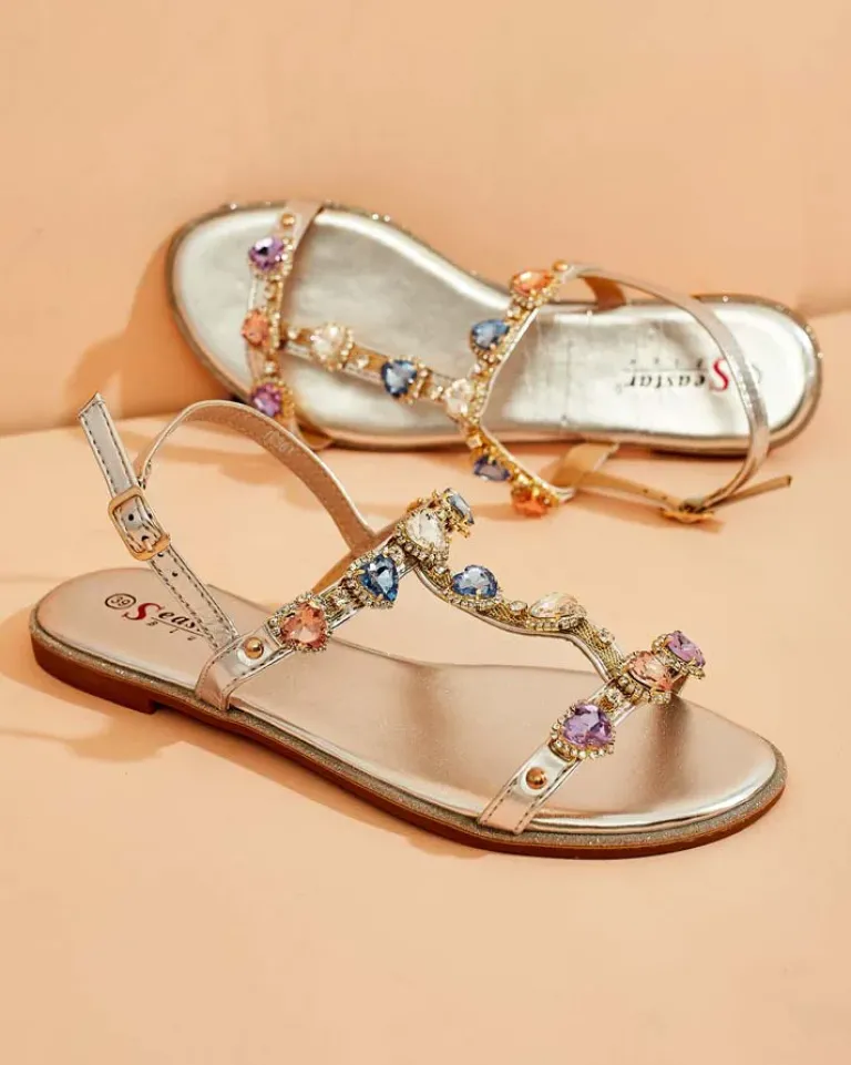 Best Damskie sandały z cyrkoniami Selina Sandały Płaskie