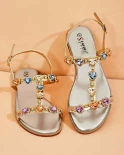 Best Damskie sandały z cyrkoniami Selina Sandały Płaskie