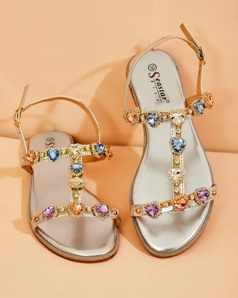 Best Damskie sandały z cyrkoniami Selina Sandały Płaskie