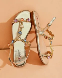 Best Damskie sandały z cyrkoniami Selina Sandały Płaskie