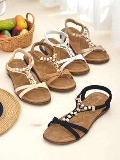 Online Damskie sandały z ozdobami Imen Sandały Płaskie