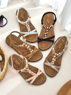 Online Damskie sandały z ozdobami Imen Sandały Płaskie