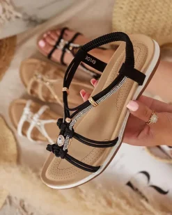 Online Damskie sandały z cyrkoniami Solin Sandały Płaskie