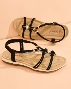 Online Damskie sandały z cyrkoniami Solin Sandały Płaskie